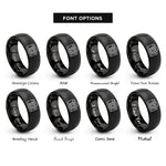 font options for inside engraving on black camera dslr rings