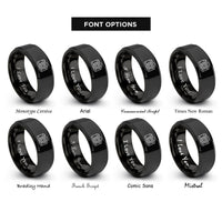 font options for inside engraving on black camera dslr rings
