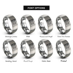 font options for inside engraving on gray camera dslr rings