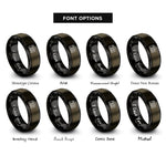 font options for inside engraving on gunmetal & black camera dslr rings