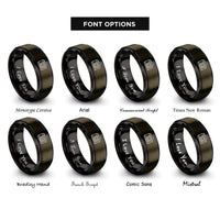 font options for inside engraving on gunmetal & black camera dslr rings