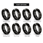 font options for inside engraving on black & silver camera focus brackets rings