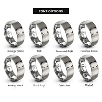 font options for inside engraving on grey camera focus brackets rings