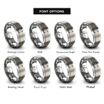 font options for inside engraving on grey camera focus brackets rings