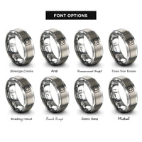 font options for inside engraving on grey camera rings