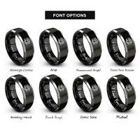 font options for inside engraving on black & gray camera lens rings