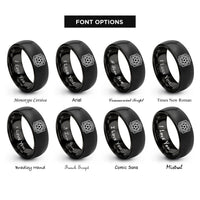 font options for inside engraving on black camera lens rings