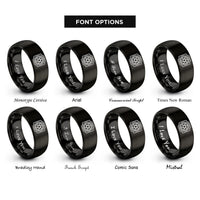 font options for inside engraving on black camera lens rings