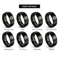 font options for inside engraving on black camera lens rings