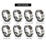 font options for inside engraving on grey camera lens rings
