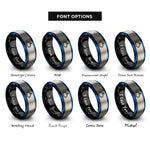 font options for inside engraving on black & blue & grey camera mount rings