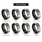 font options for inside engraving on black & silver camera mount rings