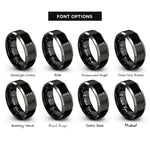 font options for inside engraving on black & gray camming device rings