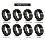 font options for inside engraving on black camming device rings