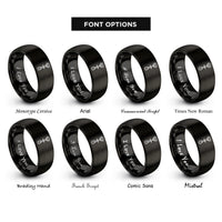 font options for inside engraving on black camming device rings