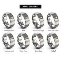 font options for inside engraving on grey camming device rings