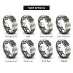 font options for inside engraving on gray camming device rings