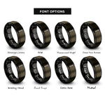 font options for inside engraving on gunmetal & black camming device rings