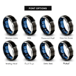 font options for inside engraving on black & blue & grey camp stove pot rings
