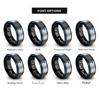 font options for inside engraving on black & blue & silver camp stove pot rings