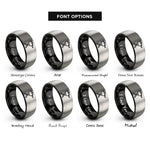 font options for inside engraving on black & silver camp stove pot rings