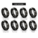 font options for inside engraving on black & grey campfire badge rings