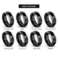 font options for inside engraving on black & grey campfire badge rings