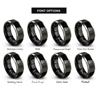 font options for inside engraving on black & grey campfire rings