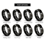 font options for inside engraving on black & silver campfire rings