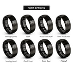 font options for inside engraving on black campfire paw circle rings