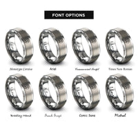 font options for inside engraving on grey campfire paw circle rings