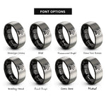 font options for inside engraving on black & grey campfire peaks rings