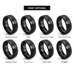 font options for inside engraving on black campfire peaks rings