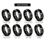 font options for inside engraving on black & silver camping lantern flame rings