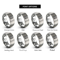 font options for inside engraving on grey camping lantern flame rings