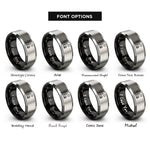 font options for inside engraving on black & grey campsite rings