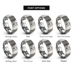 font options for inside engraving on gray campsite rings
