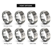 font options for inside engraving on gray campsite rings