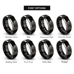 font options for inside engraving on black & silver canada rings