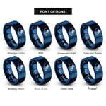 font options for inside engraving on blue canada rings