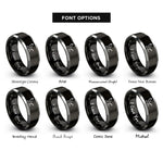 font options for inside engraving on black & gray canada goose flight rings