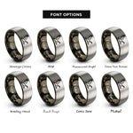 font options for inside engraving on gunmetal & silver canada goose flight rings