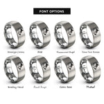 font options for inside engraving on silver canada rings