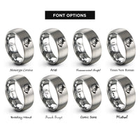 font options for inside engraving on silver canada rings