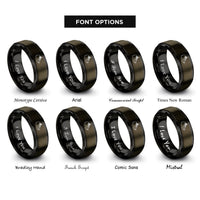font options for inside engraving on gunmetal & black canada rings