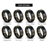 font options for inside engraving on gunmetal & blue canada rings