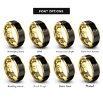 font options for inside engraving on black & gold canary halo rings