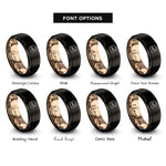 font options for inside engraving on black & rose gold canary islands rings