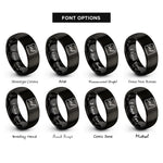 font options for inside engraving on black canary islands rings