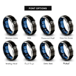 font options for inside engraving on black & blue & grey cancer rings